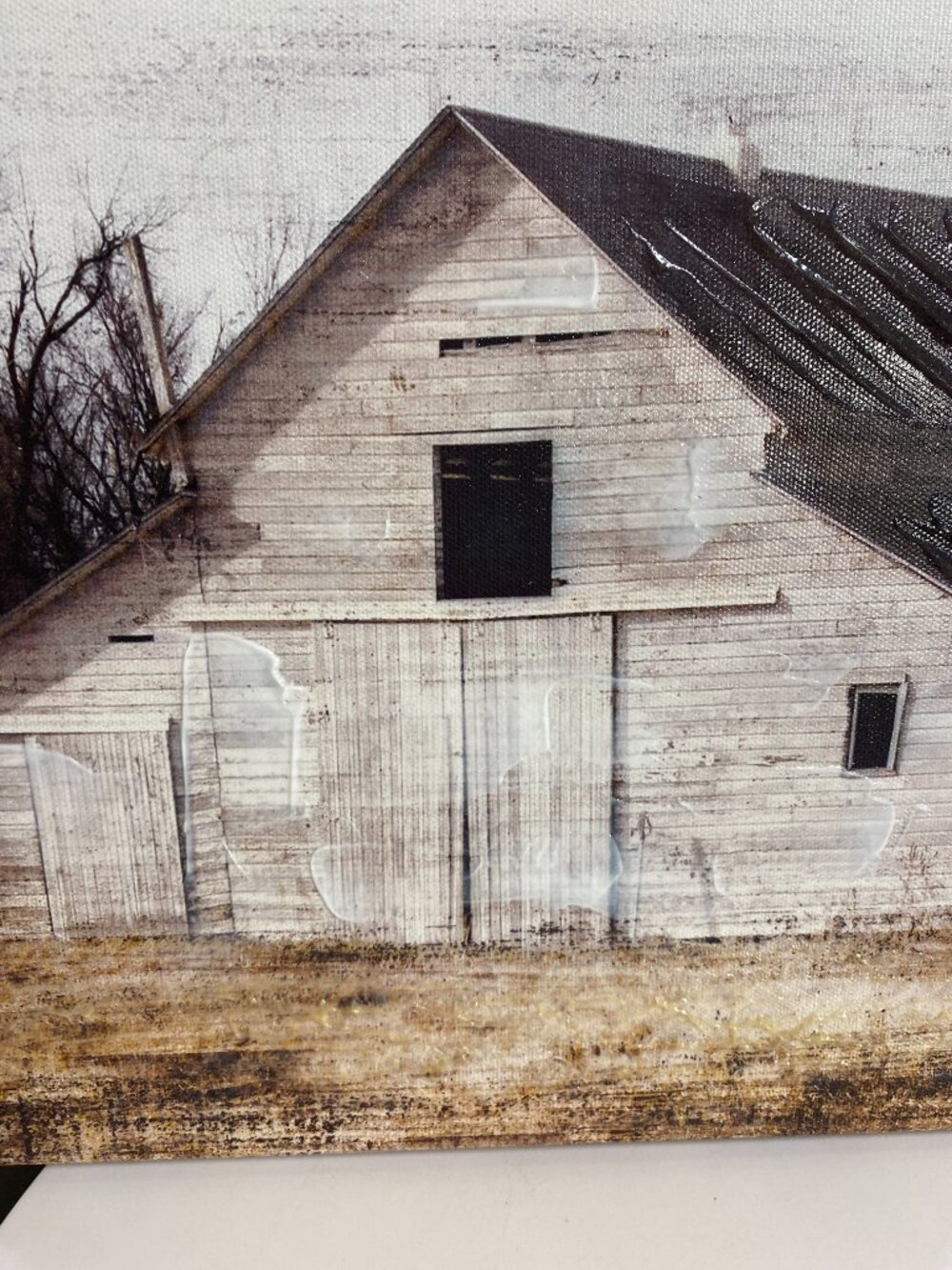 Wall Art Rustic Canvas White Barn Farmhouse Country Decor 16x14 - Picture 2 of 12